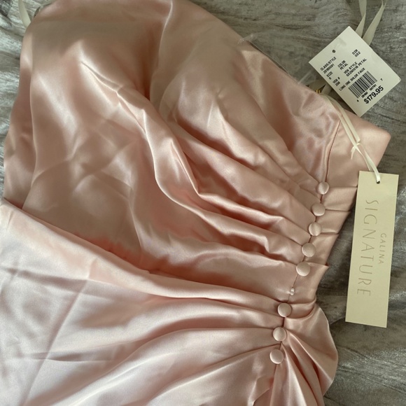 GALINA SIGNATURE  charmeuse draped one-shoulder bridesmaid dress - Picture 2 of 4